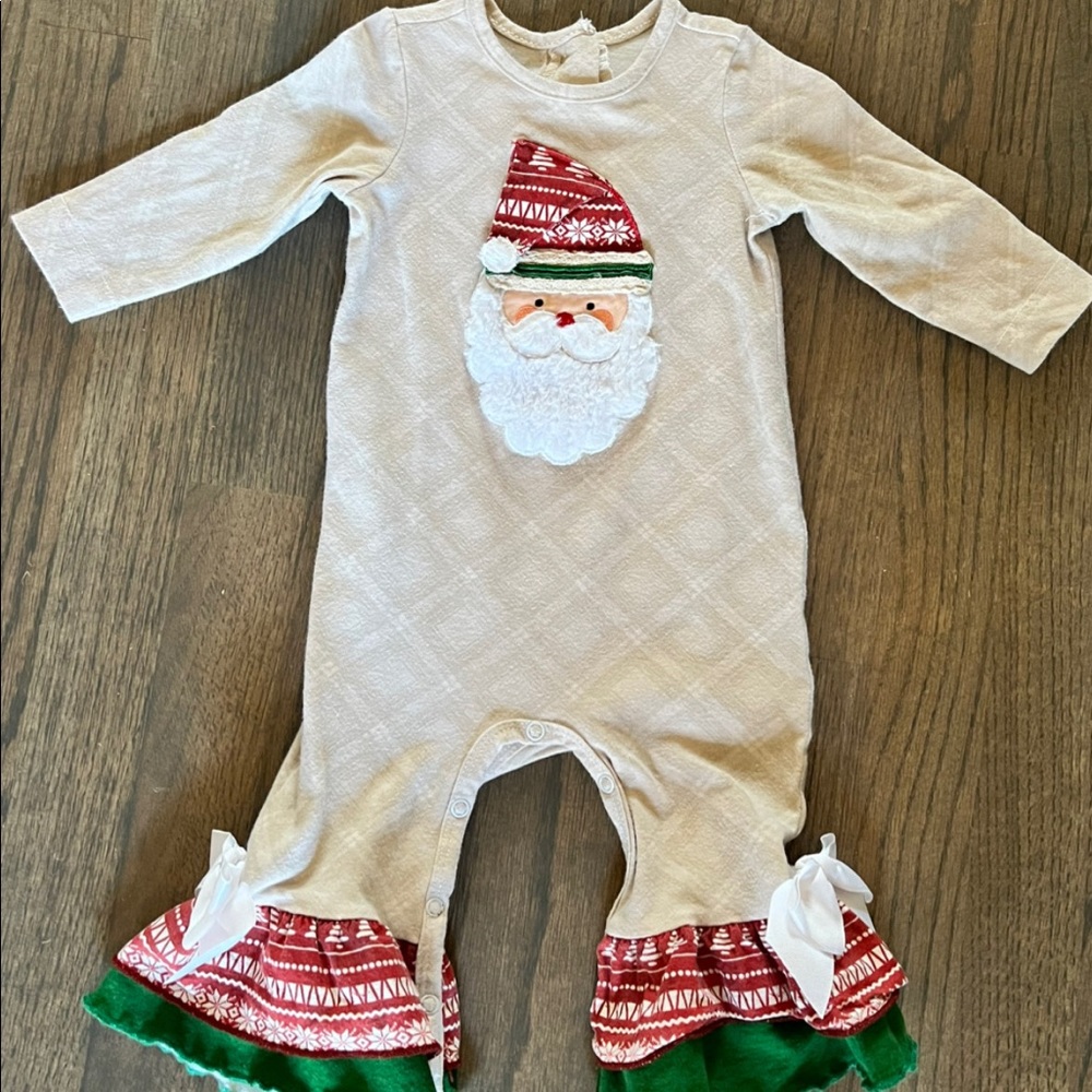 RicRac Ruffles 6/9 months Santa Romper